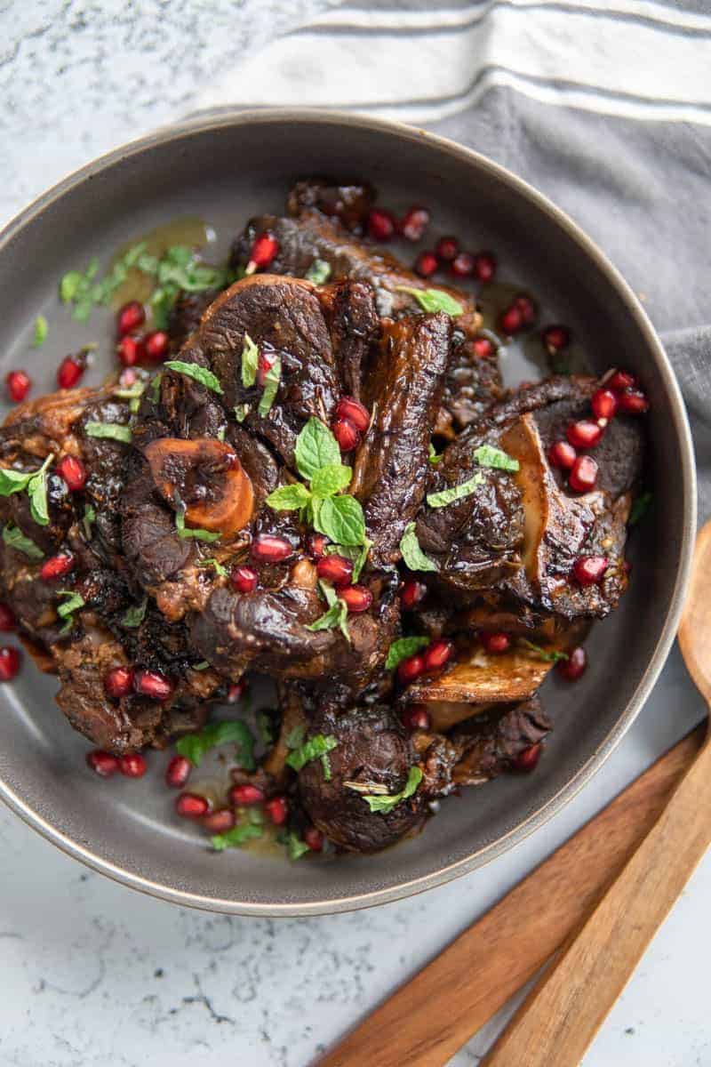 dish with braised lamb shoulder chops